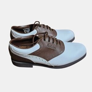 FootJoy Green Joys Golf Classic Shoes Cleats Mens White Brown Steel Studs‎ 8M
